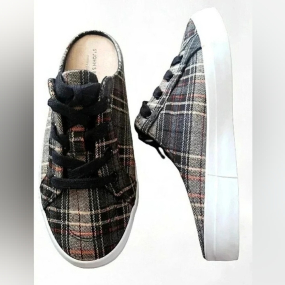 Preppy Plaid 6 Boating Memory Foam Slip-On Mules Slides Sneakers
